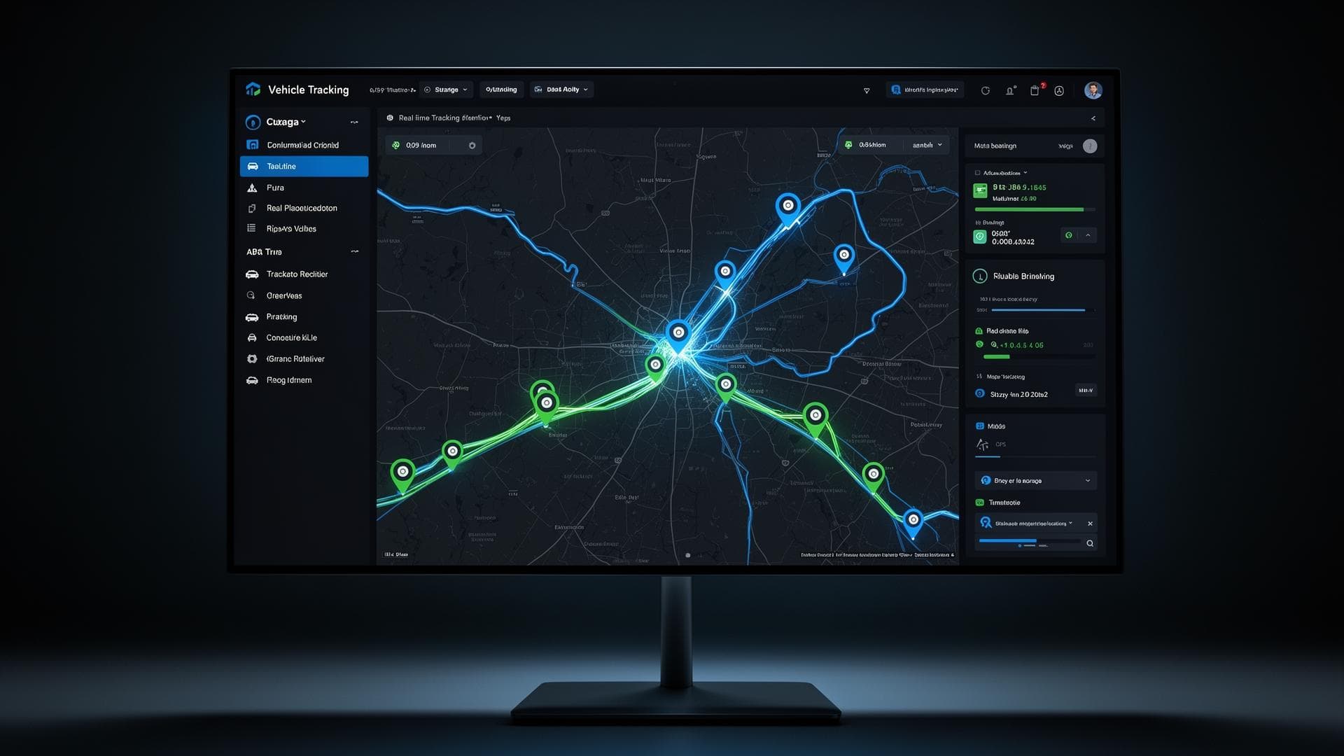 GPS tracking dashboard showing real-time vehicle locations